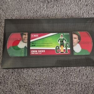 Elf Crew Socks in VHS Packaging